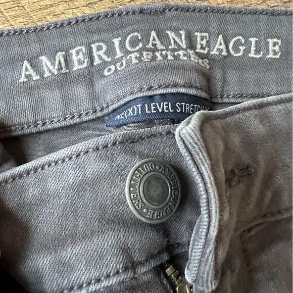 AE🦅 stretch women’s Next level stretch Jegging Crop Charcoal Grey Sz 12 EUC - Picture 6 of 15